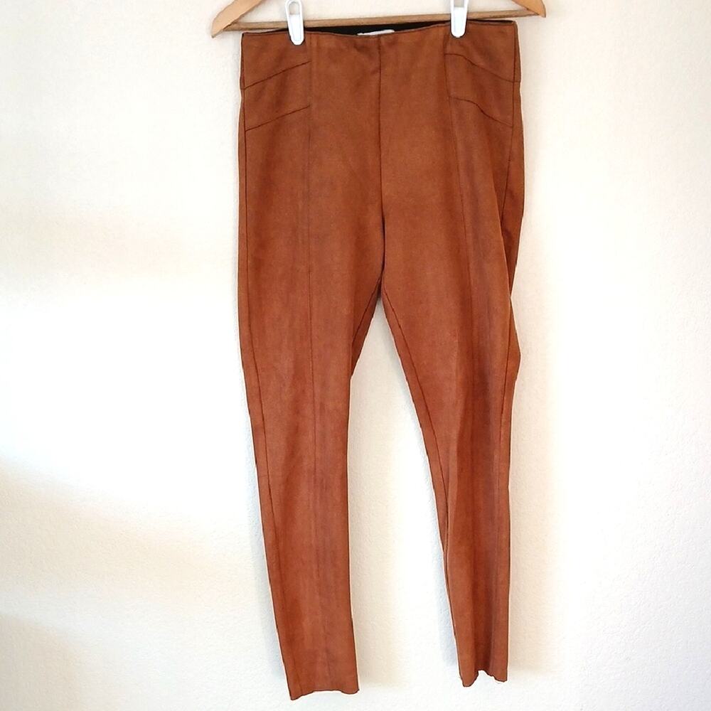 Gilli Faux Suede Leather Pull On Brown Pants
